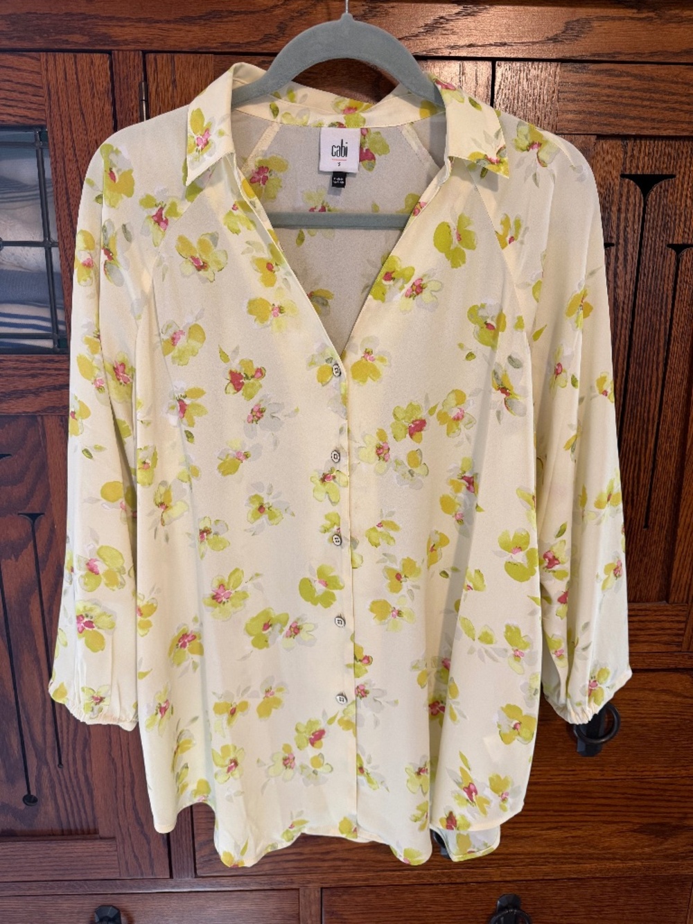 CAbi oversized blouse in yellow floral print in a Womens Small